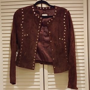 Brown suede button detailed jacket